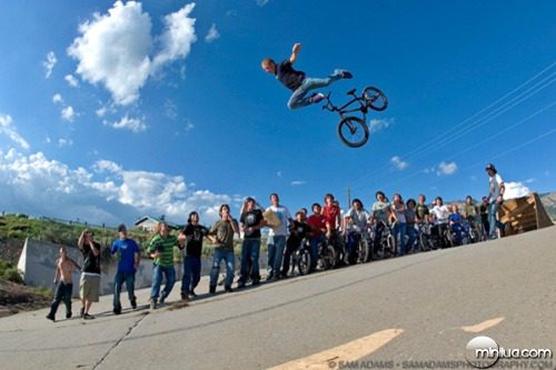 A BMX rider who goes by the name O'Doyle bails off his bike after a jump gone wrong during the 3rd Annual Double Ditch Jam in Albuquerque, NM on Saturday, Aug. 26, 2006. Surprisingly the rider walked away with only a few minor scrapes.
