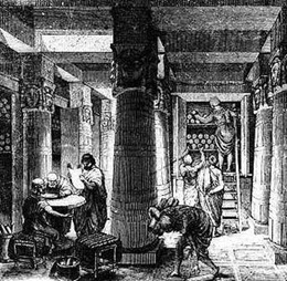 Interior da Biblioteca de Alexandria (sec. III a.C.)