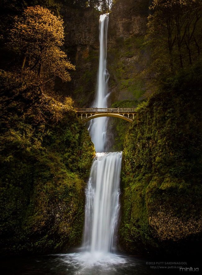 Waterfalls with bridge