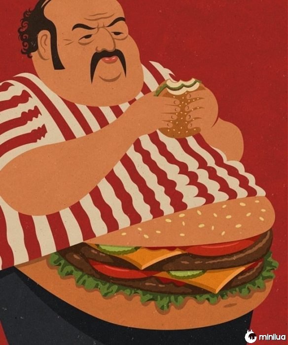 homem gordo ilustração satírica 