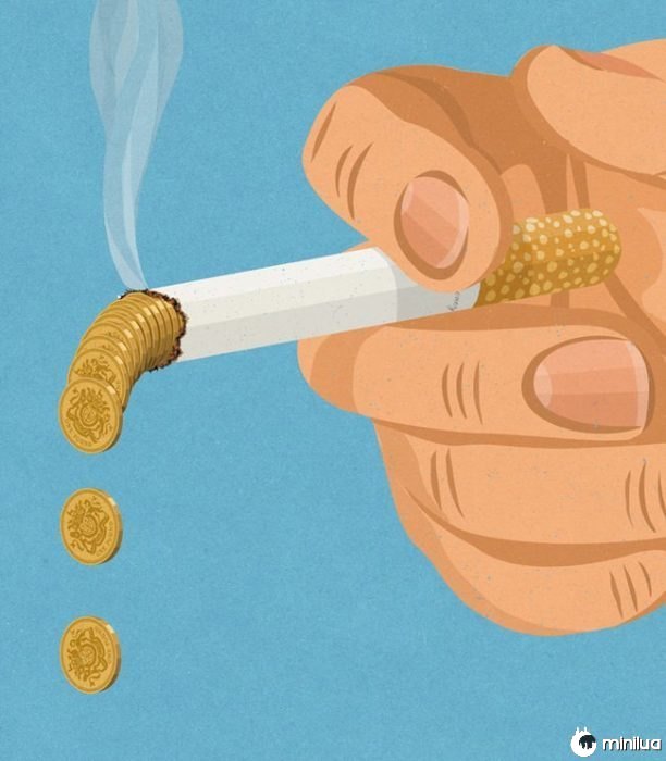 fumar arremesso satírico ilustração dinheiro