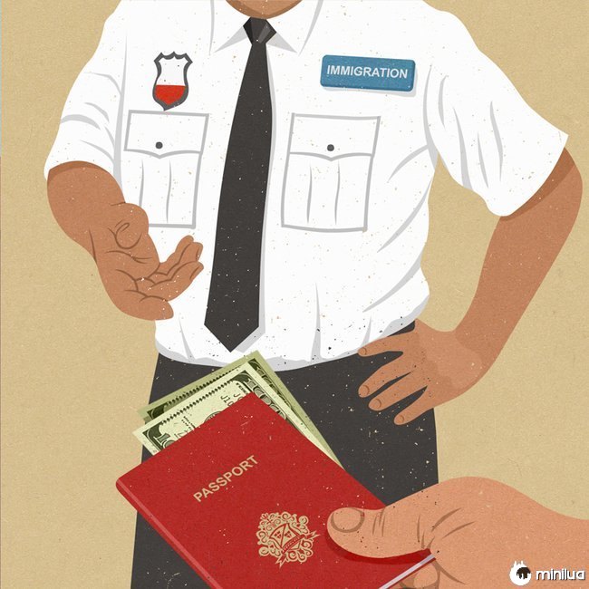 migração satírico ilustração dinheiro