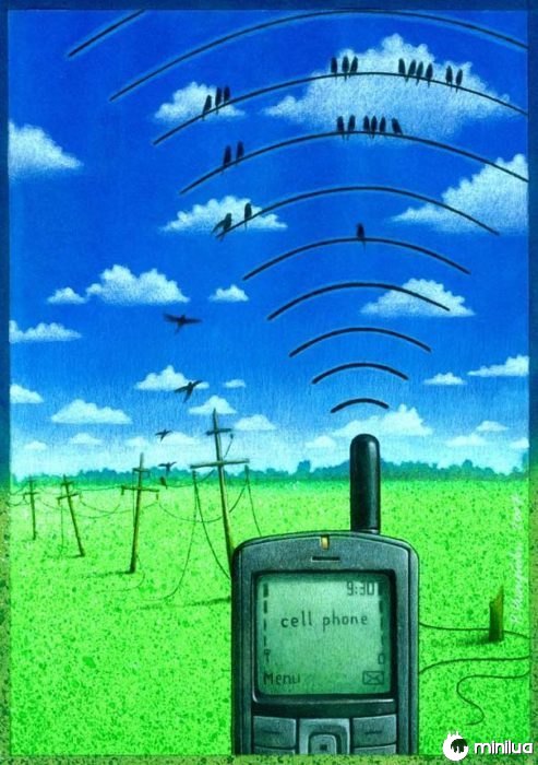 wi-fi satírico aves ilustração 