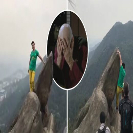 Homem cai de um penhasco querendo tirar uma foto perfeita (VIDEO)