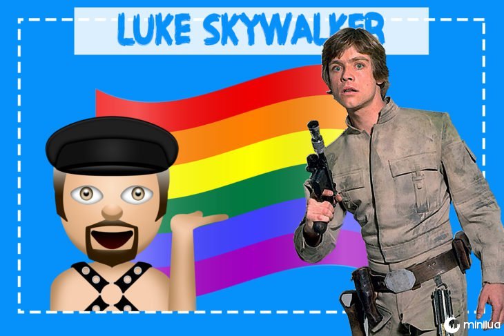 Luke Skywalker com emoji e bandeira gay
