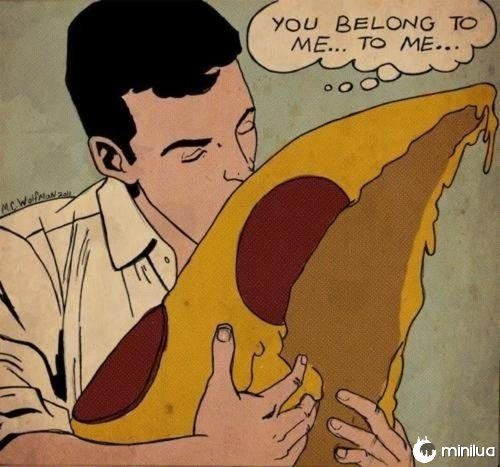 Eu amo a banda desenhada de pizza