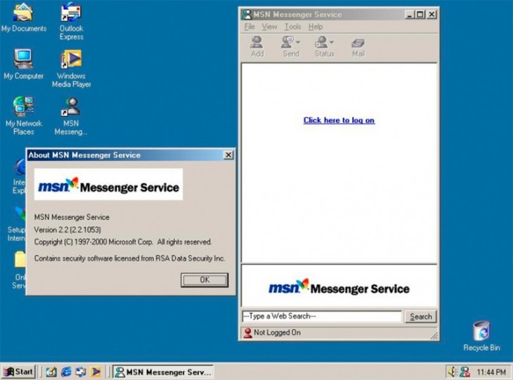 as janelas do MSN na área de trabalho 