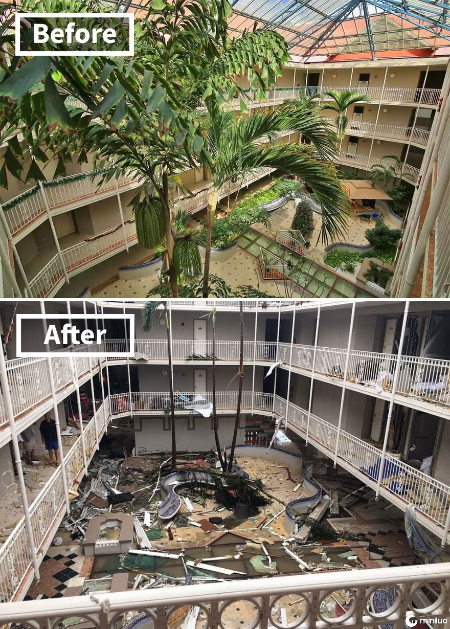  Beach Plaza Hotel em St Martin (Antes e Depois de Irma Damage)
