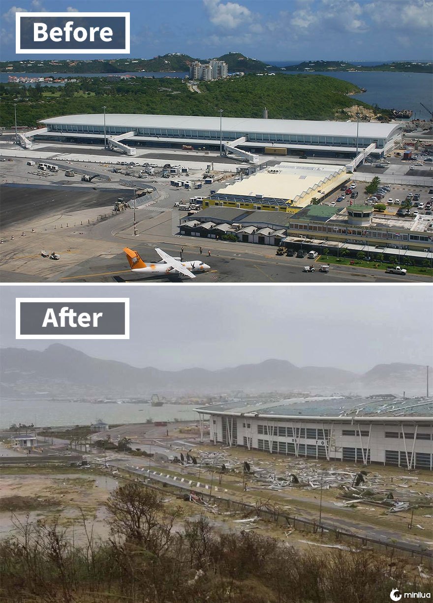 Aeroporto Princess Juliana (Before And After Irma Damage)