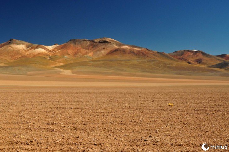 Fotografia de um deserto perto de algumas montanhas 