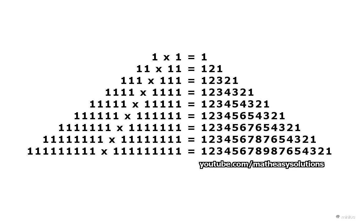Resultado de imagem para 111,111,111 x 111,111,111 = 12,345,678,987,654,321