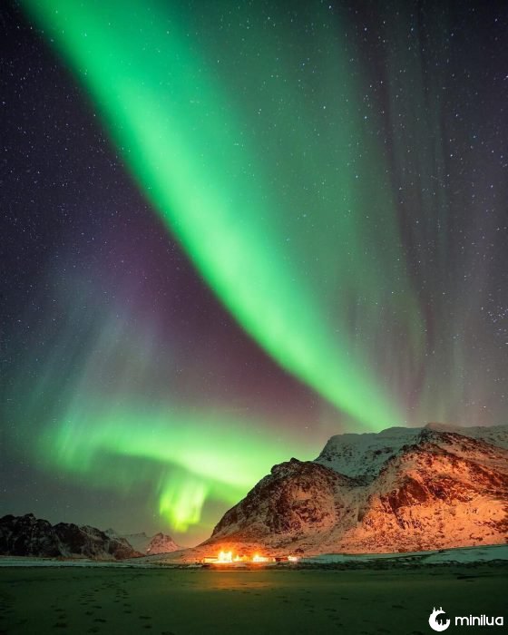 Aurora boreal en las Islas Lofoten, Noruega