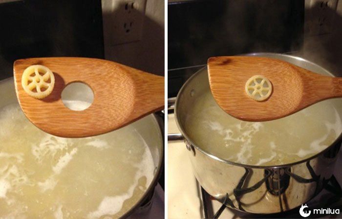 Pasta Wheel Fits Perfectly Into A Wooden Spoon