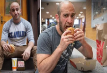 Homem perdeu 3 quilos comendo hambúrguer todos os dias