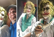 Médico vestido como Coringa participa de um parto de emergência no Halloween