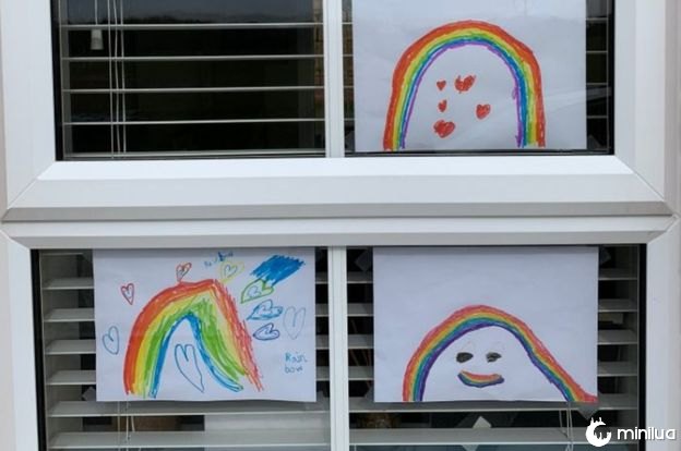 Rainbow pictures in the window