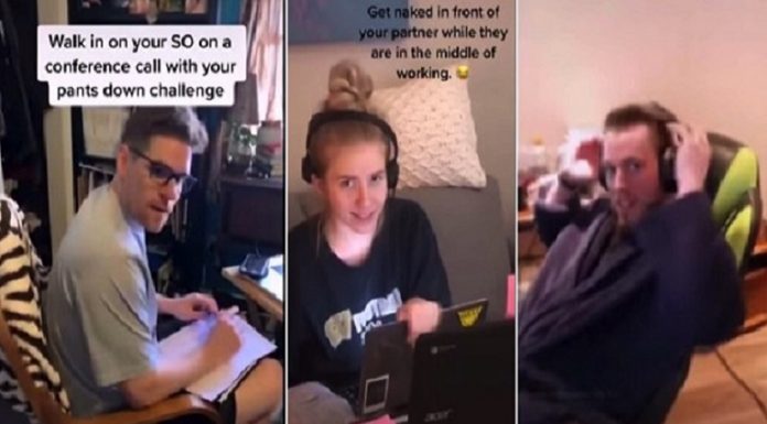 As pessoas estão aparecendo nuas no meio do expediente de seus parceiros