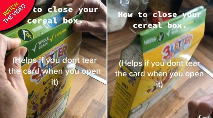 Hack de mulher mostra que fechamos caixas de cereal da maneira errada por toda a vida