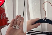 Mulher triplica espaço em seu guarda-roupa usando anéis de latas de refrigerante