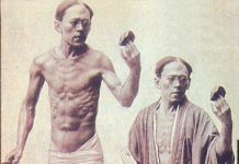 A estátua viva de Hananuma Masakichi