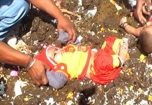 Crianças indianas roladas no cocô de vaca para dar sorte