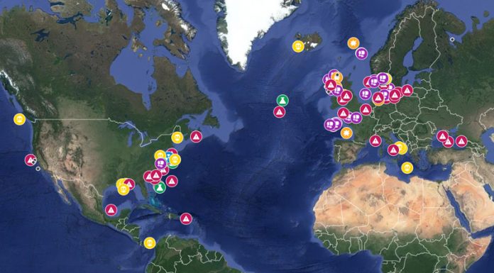 Mapa de armas químicas no oceano