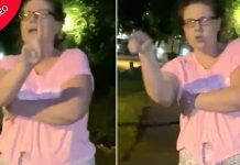 Mulher de pijama chama repetidamente os vizinhos de Negro para ofendê-lo