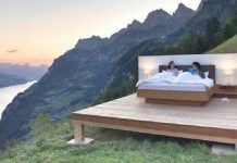 Quarto de hotel sem paredes permite que você durma nas montanhas suíças