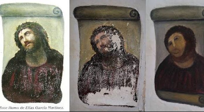 Colecionador de arte chocado com pintura da Virgem Maria é arruinado por restauração mal feita