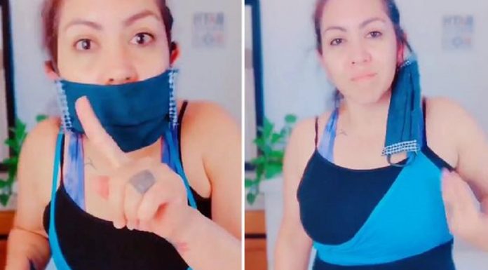Mulher ensina a forma correta de usar a máscara comparando com o sutiã