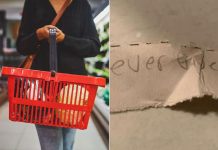 Criança deixa carta anônima na cesta de compras de loja e muda o dia desta mulher