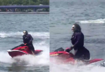 Homem vestido de Coringa foi flagrado andando de jet ski no East River, em Manhattan