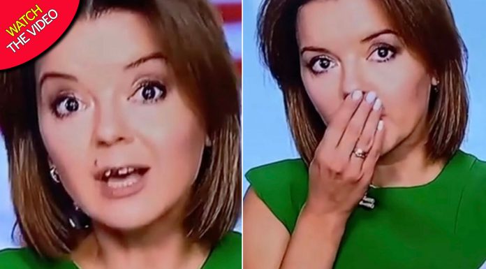 Apresentadora de tv pega um dente quando cai ao vivo no ar e continua sem pausa