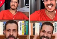 Apresentador de TV interrompe a entrevista quando sua esposa passa nua durante a live