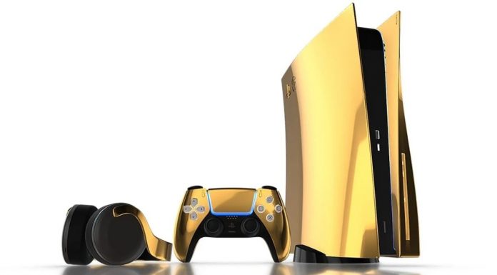 Playstation 5 banhado a ouro