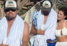 Leonardo DiCaprio e sua namorada, Camila, aproveitam um dia de praia com muito glamour